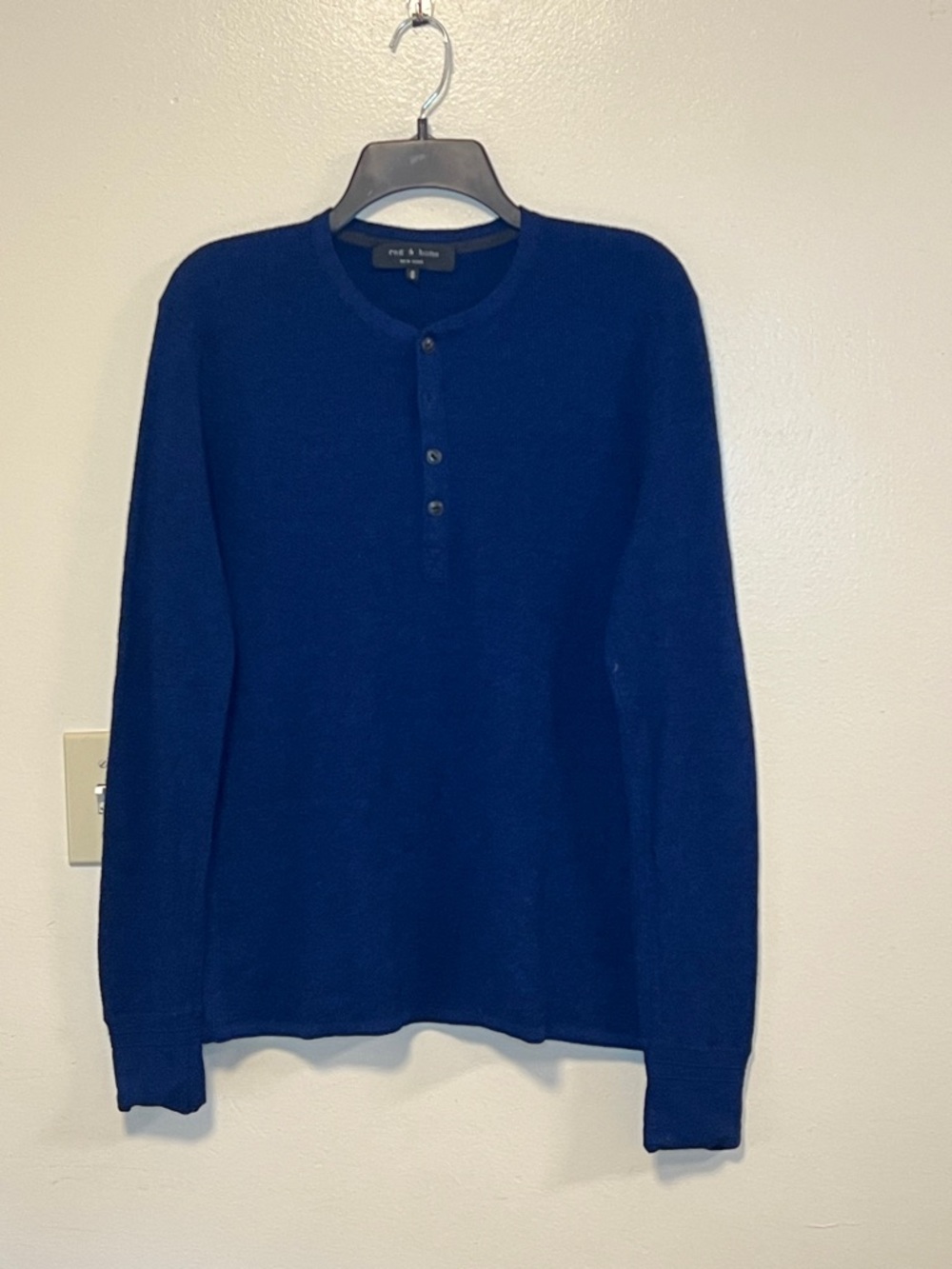 rag & bone - Gregory Slim-Fit Merino Wool-Blend Henley T-Shirt - Midnight blue